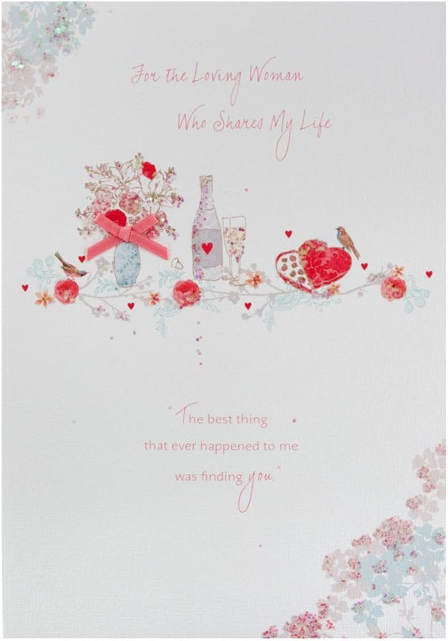 Hallmark Medium Woman In My Life Traditional Iridescent Glitter Pink Bow Attachment Linen Effect Birthday Card