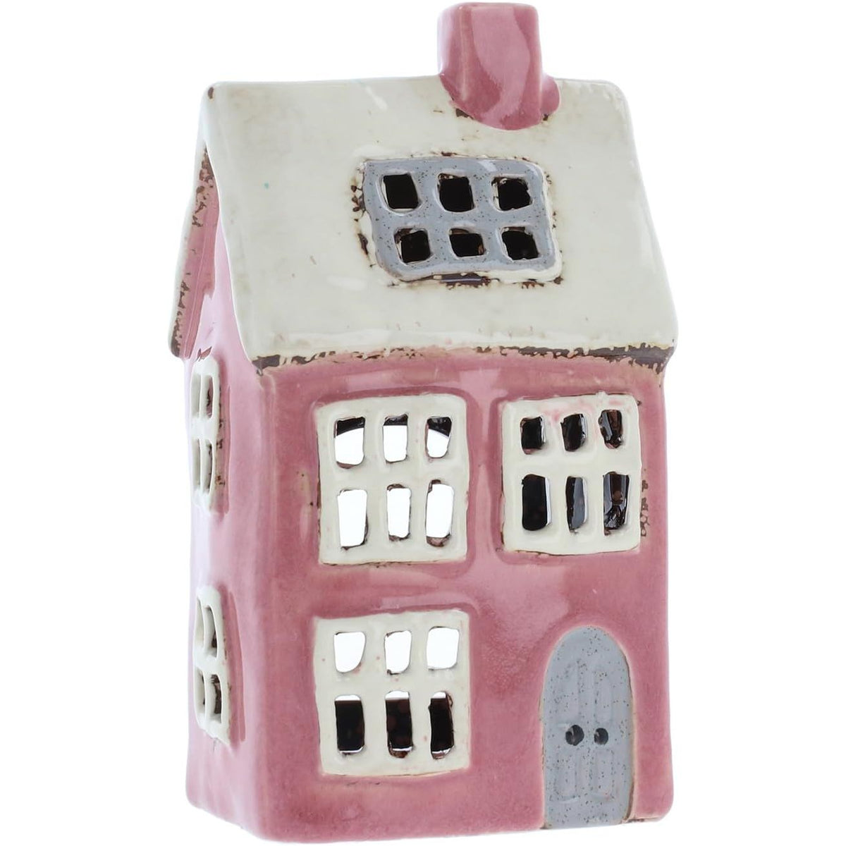 Village Pottery Bright Pink & White Candle Tealight House