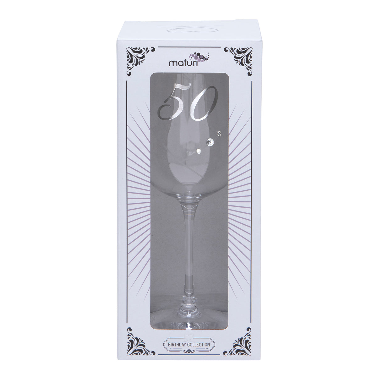 50th Birthday Etched Heart Wine Glass
