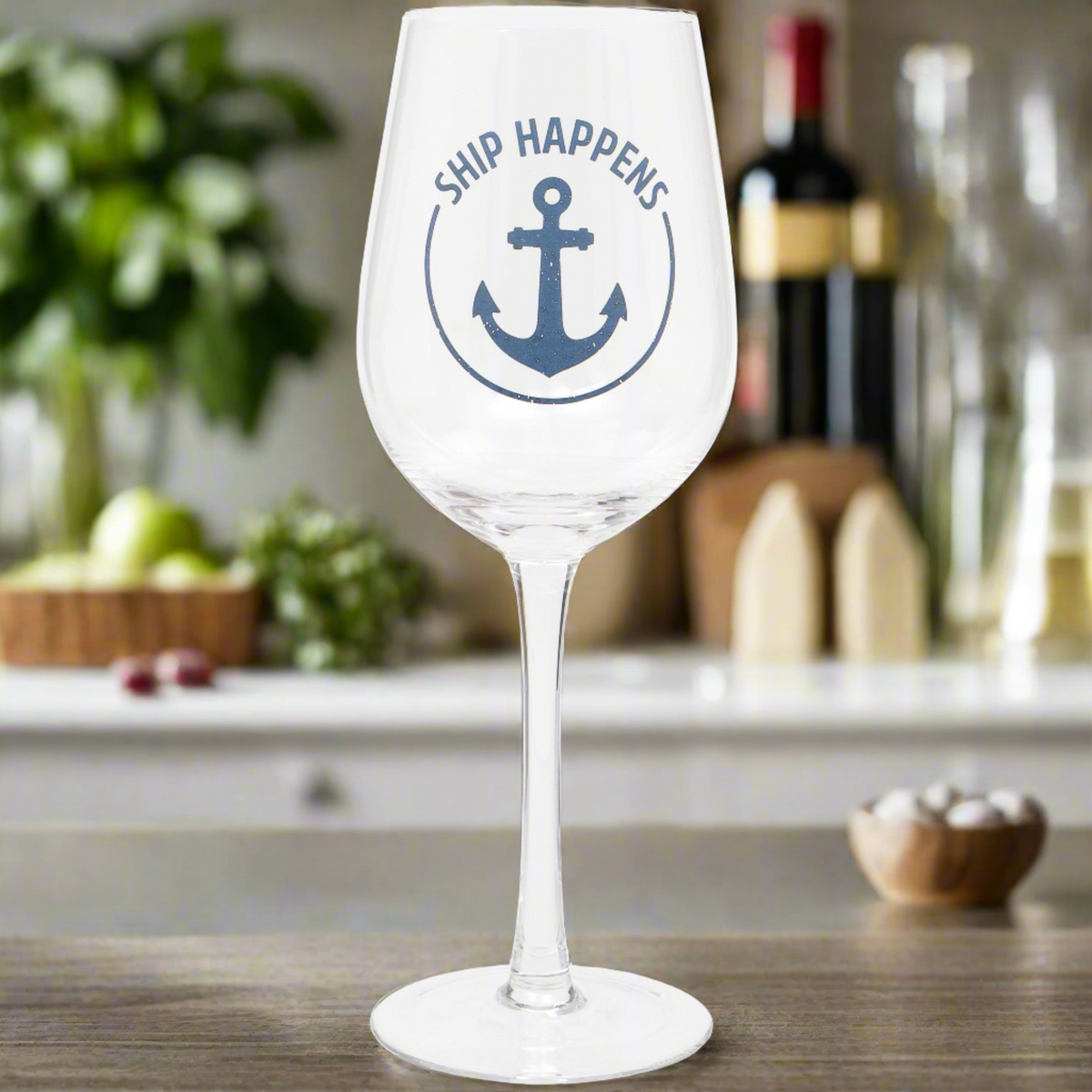 'Ship Happens' Wine Glass