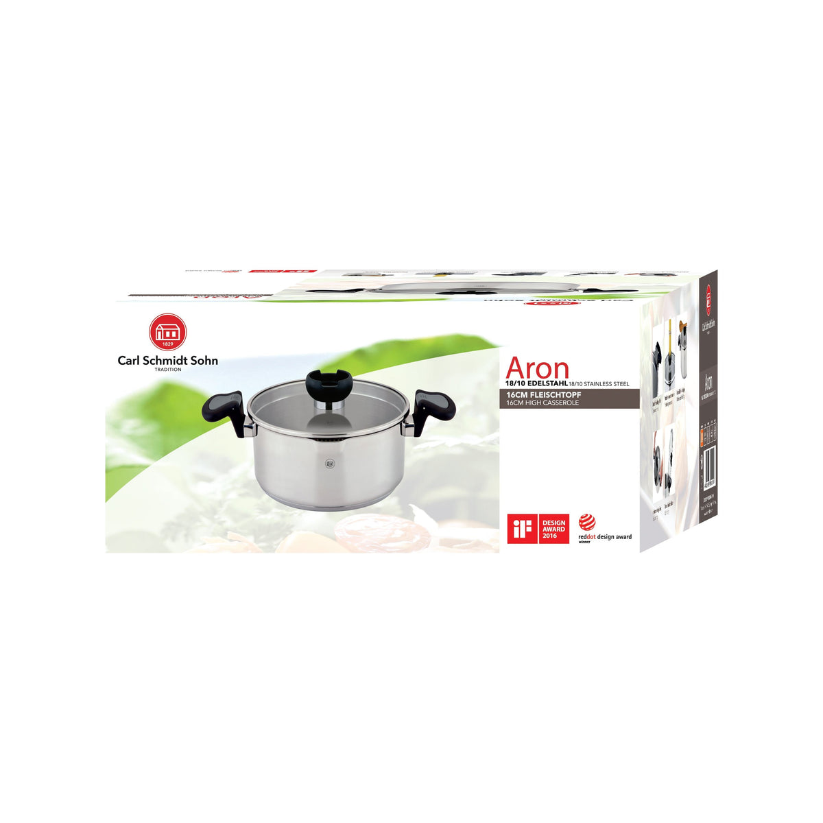 Aron Lift & Pour Stainless Steel Casserole Pan - 16cm