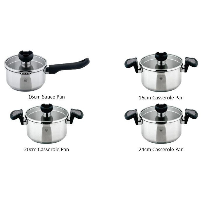 Aron Lift & Pour Stainless Steel Pan Set & Utensil Accessories Bundle - 16 Pieces