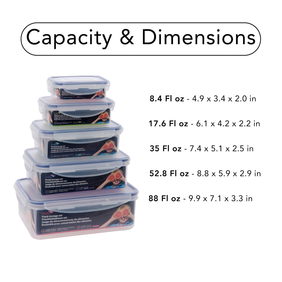 Five Piece Rectangular Food Storage Set