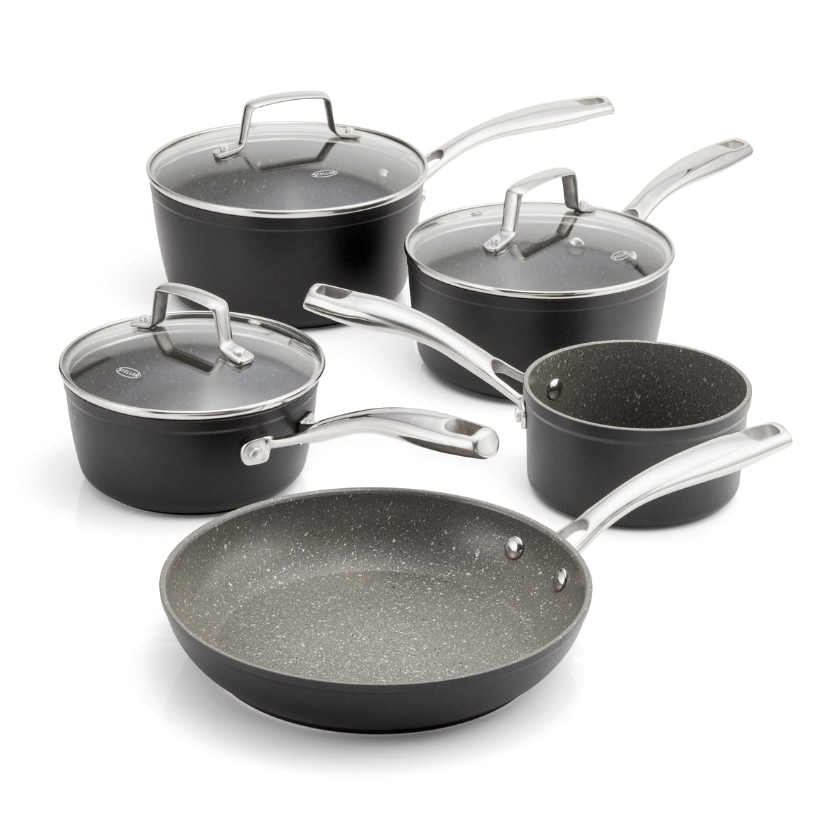 Stellar Rocktanium 5 Piece Non-Stick Saucepan & Frying Pan Set