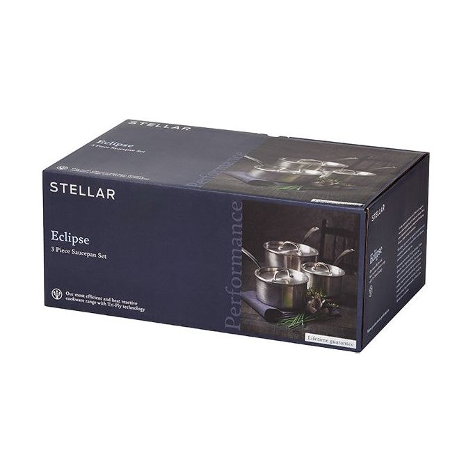 Stellar Eclipse 3 Piece 16/18/20cm Saucepan Set