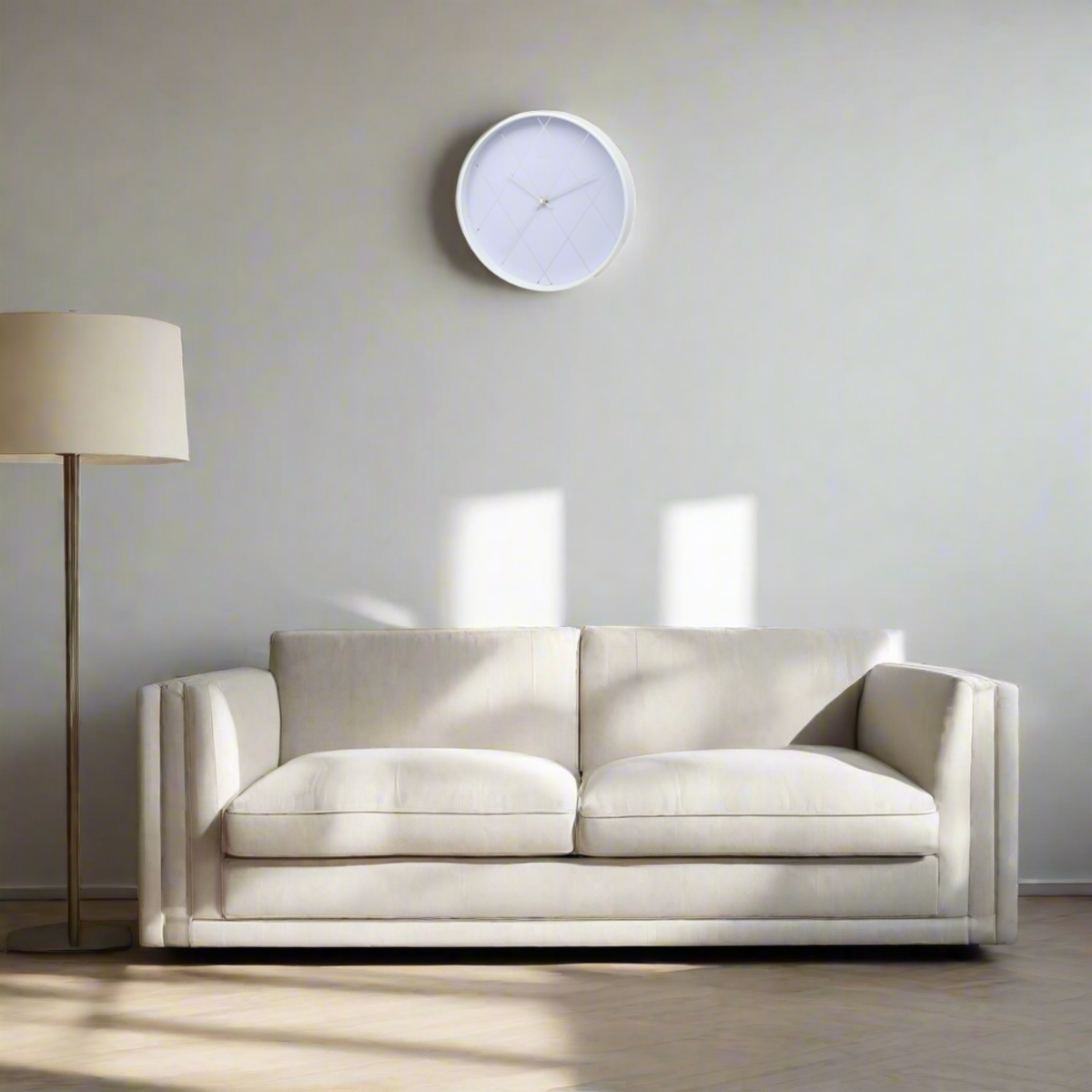 Diamond 30cm Wall Clock - White & Silver