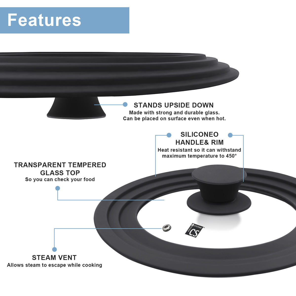 Sola Universal Glass Lid for Saucepan - 28/30/32cm