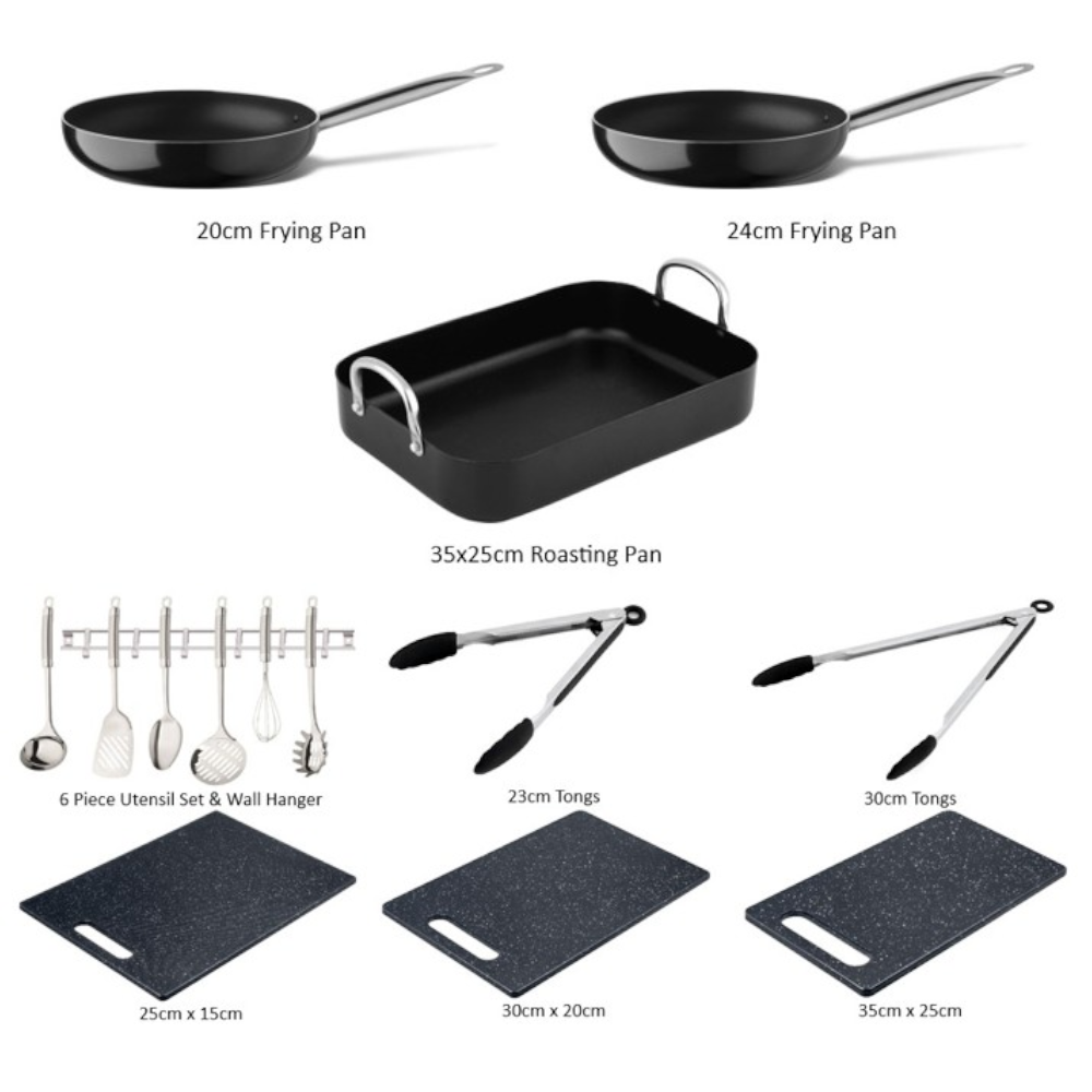 Solaris Pro Roast, Small Frying Pan and Utensil Accessory Set - 15 Pieces