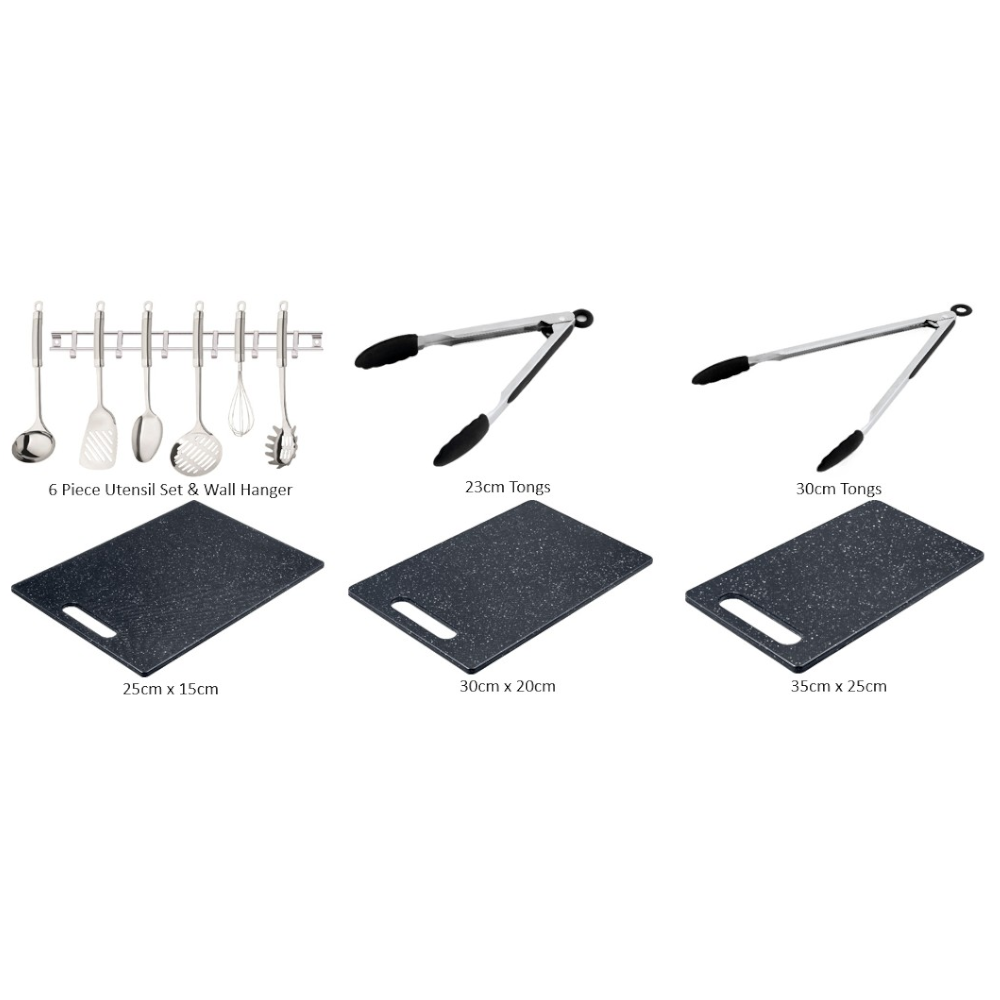 Trier 4pcs Stainless Steel Cookware, Utensil & Accessory 16 Piece Set