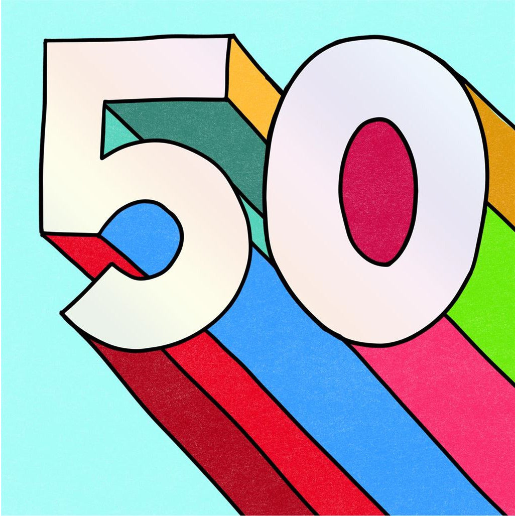 50th Birthday Square Greetings Card