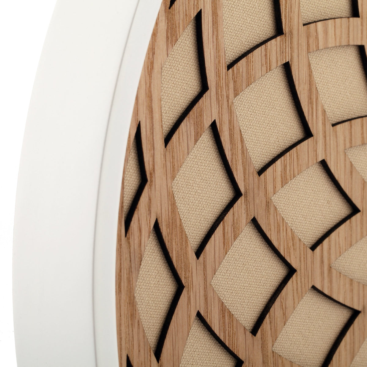 NeXtime - Wall clock – Ø 50 cm - Wood & Fabric - Beige - 'Sun Big'