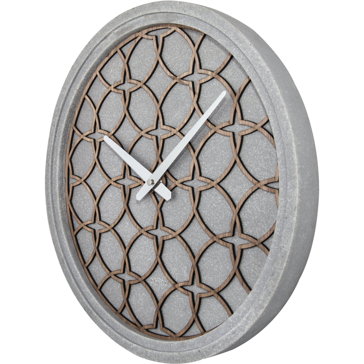 NeXtime - Wall Clock - Ø 39.5 cm - Polyresin/Wood – Grey – 'Concreto love'