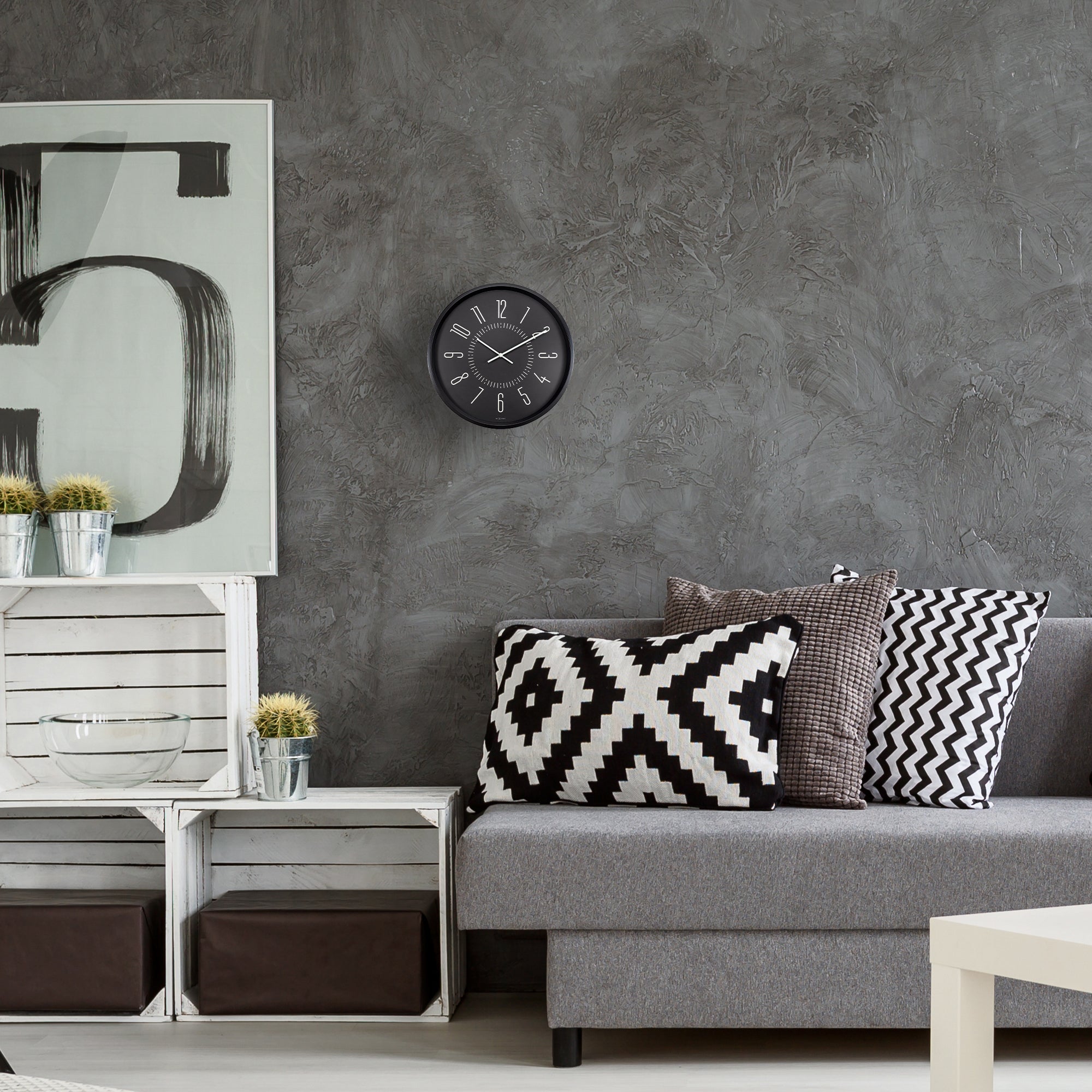 Wall Clock - Glow in the dark - Black - 35cm - Silent - Luminous - NeXtime