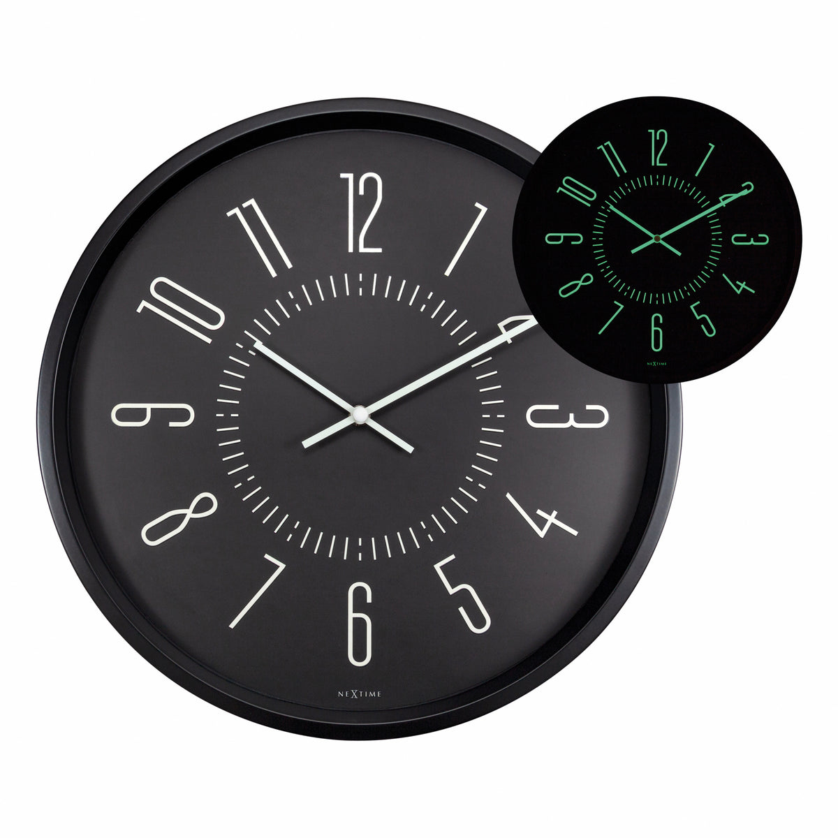 Wall Clock - Glow in the dark - Black - 35cm - Silent - Luminous - NeXtime