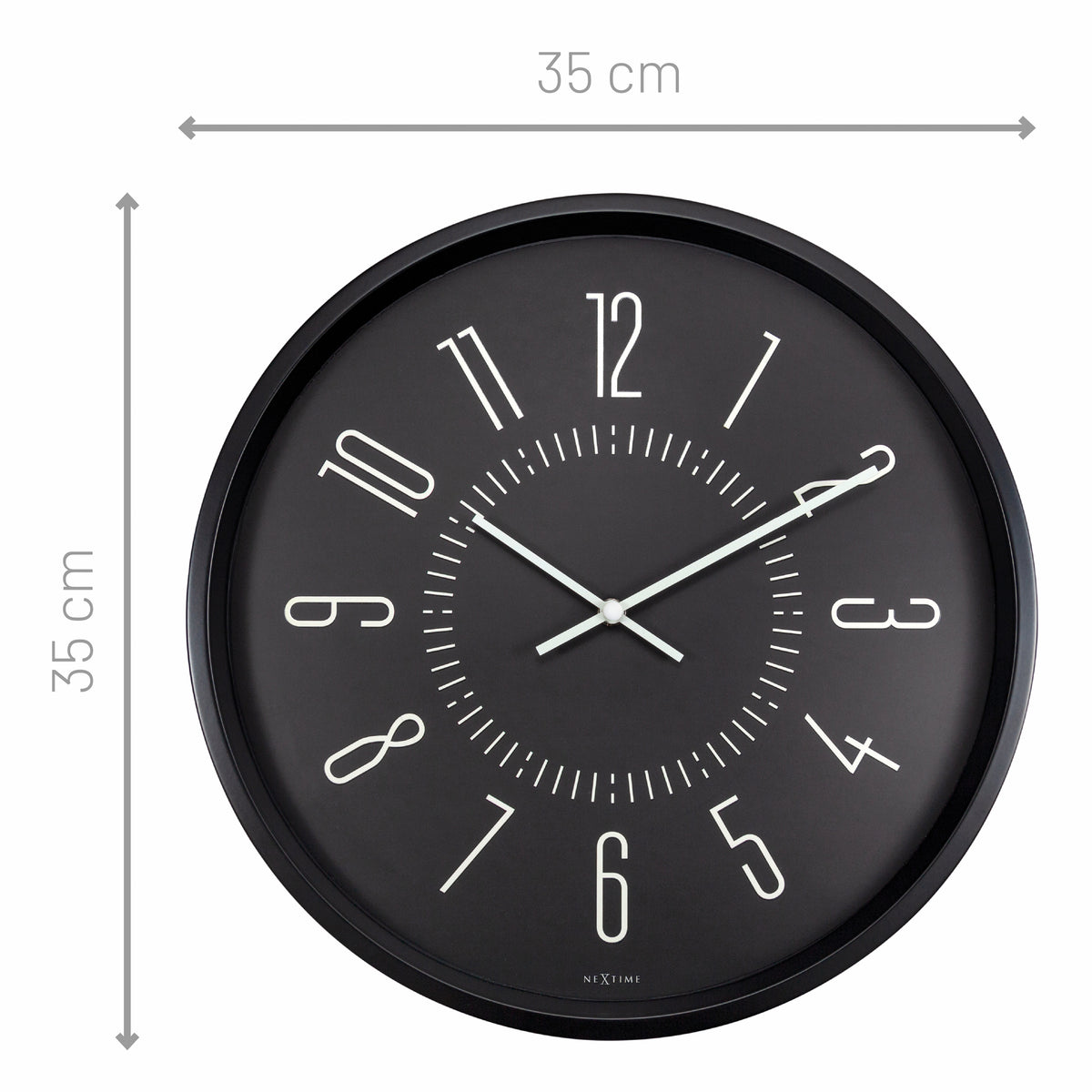 Wall Clock - Glow in the dark - Black - 35cm - Silent - Luminous - NeXtime
