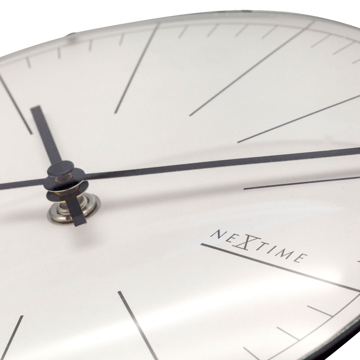NeXtime - Wall clock/ Table clock- Ø 20 cm- Glass – Dome Shaped Glass- White – 'Big Stripe Mini Dome'