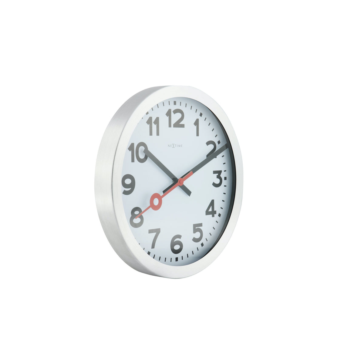 NeXtime - Wall clock/ Table clock - Ø 19 cm – Aluminum - Brushed - 'Station Numbers'