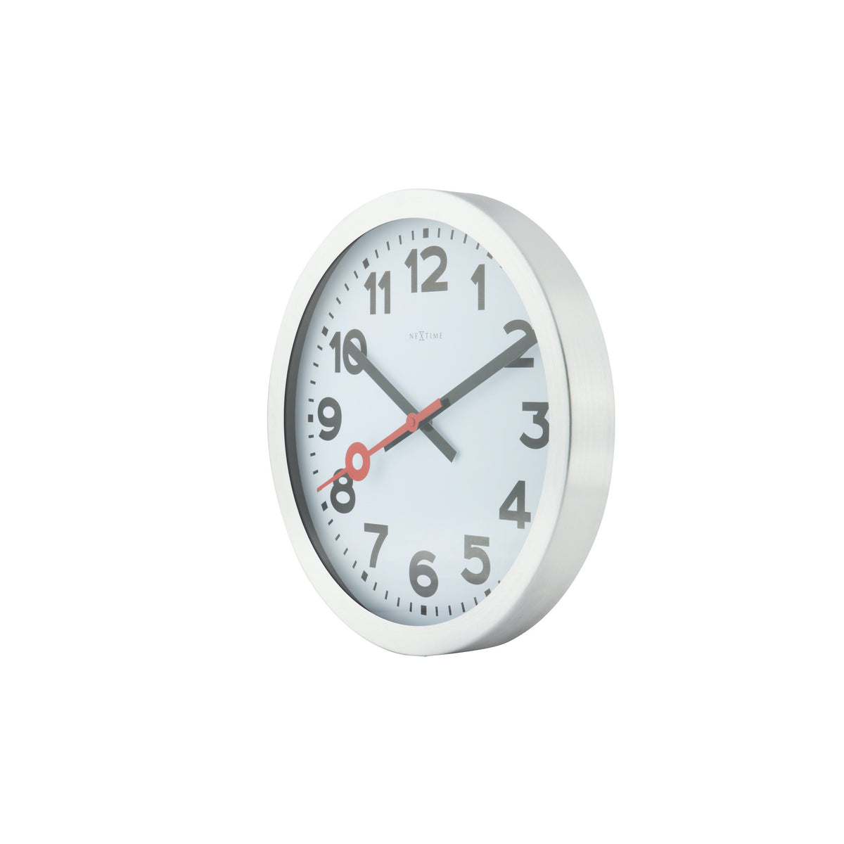 NeXtime - Wall clock/ Table clock - Ø 19 cm – Aluminum - Brushed - 'Station Numbers'