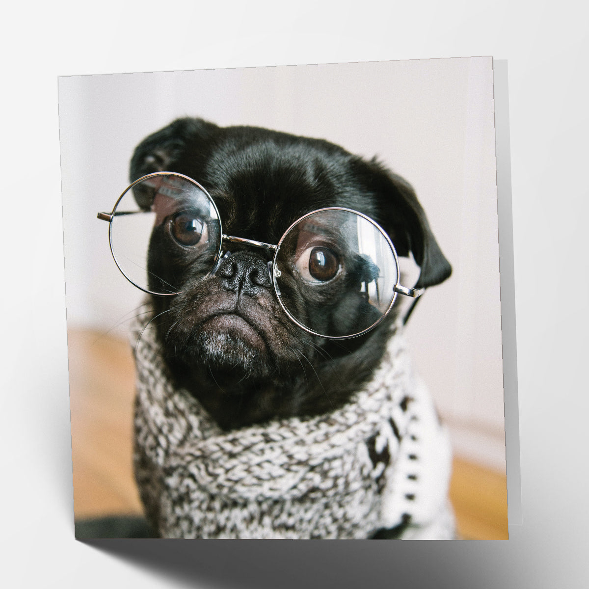 Pug in Glasses Card