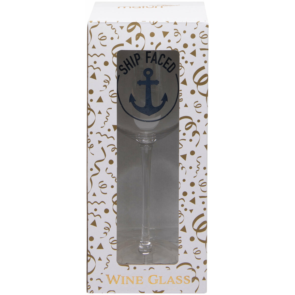 'Ship Faced' Wine Glass in Box