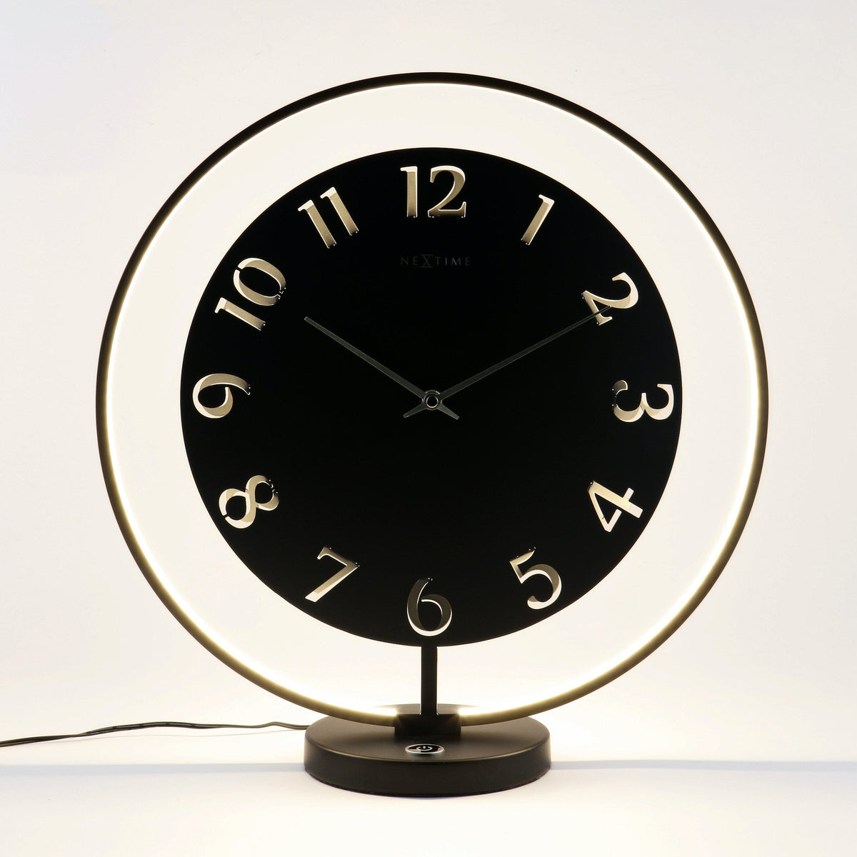 NeXtime - Table clock – 40 x 40.5 cm - Metal - Light unit- Black - 'Ting Table'