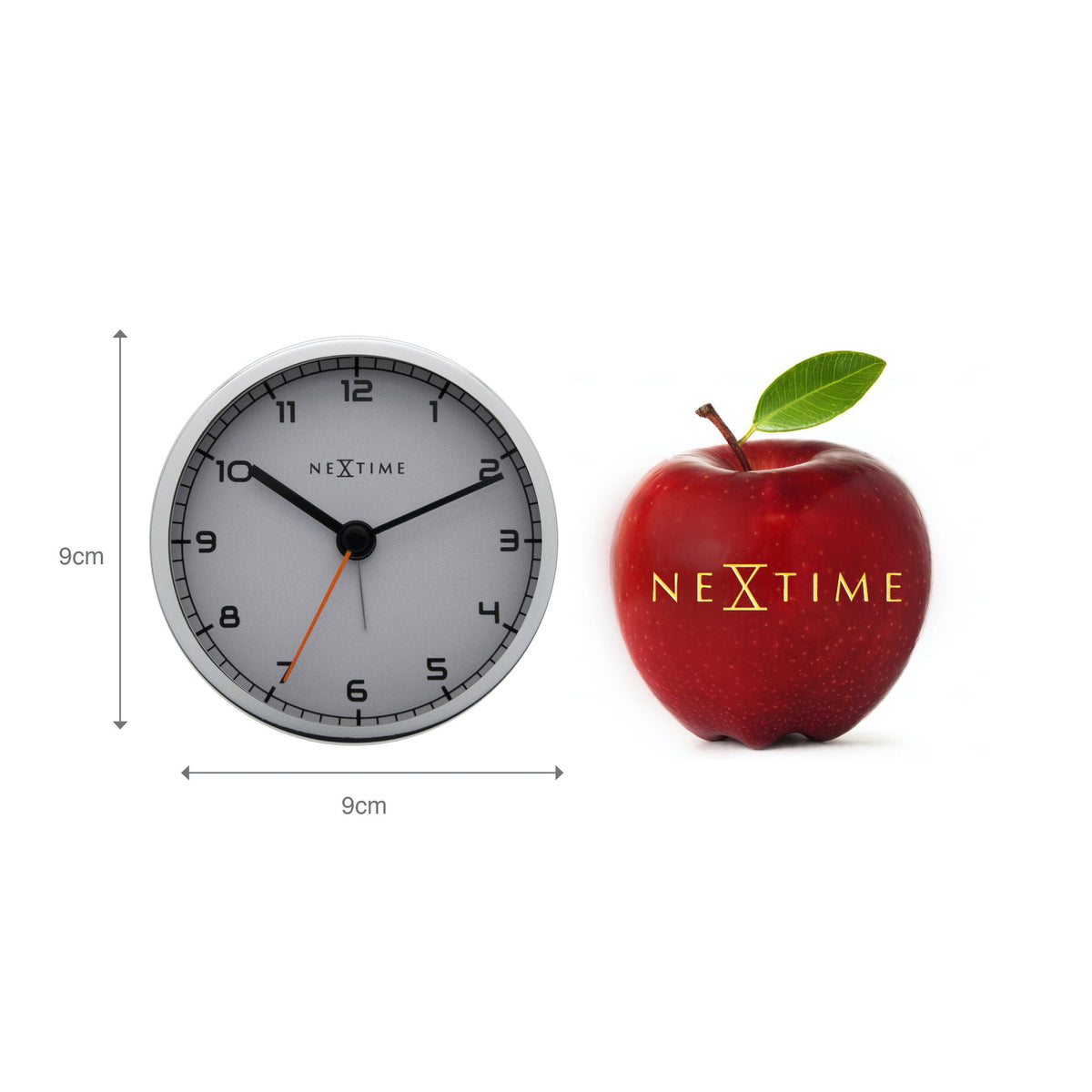 NeXtime - Alarm clock - 9 x 9 x 7.5 cm - Metal - White - 'Company Alarm'