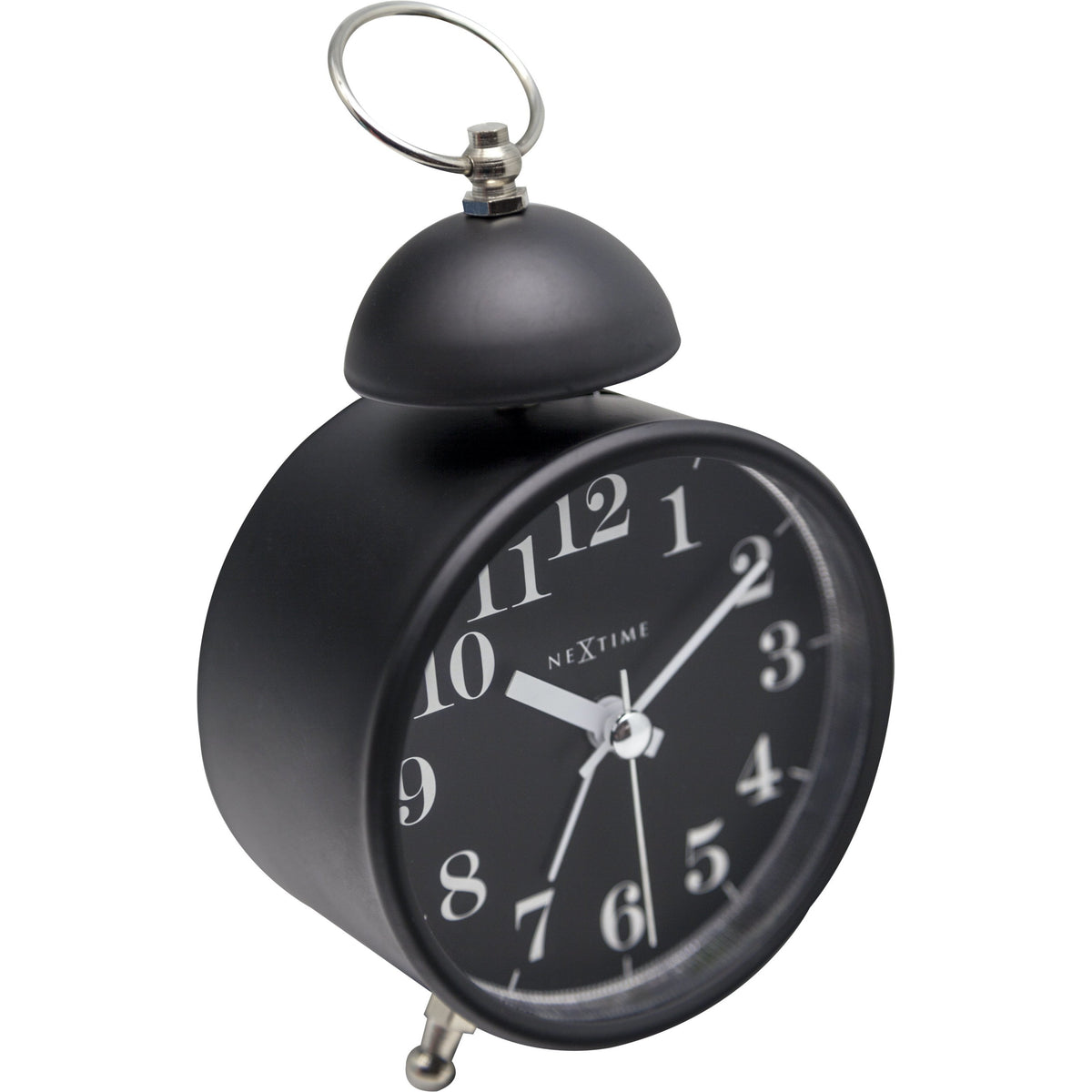 NeXtime - Alarm clock – Ø 16 cm - Metal – Black– Loud Alarm- 'Single Bell'