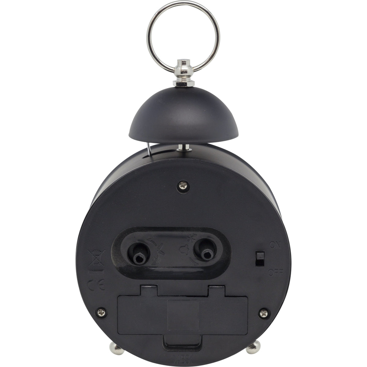 NeXtime - Alarm clock – Ø 16 cm - Metal – Black– Loud Alarm- 'Single Bell'