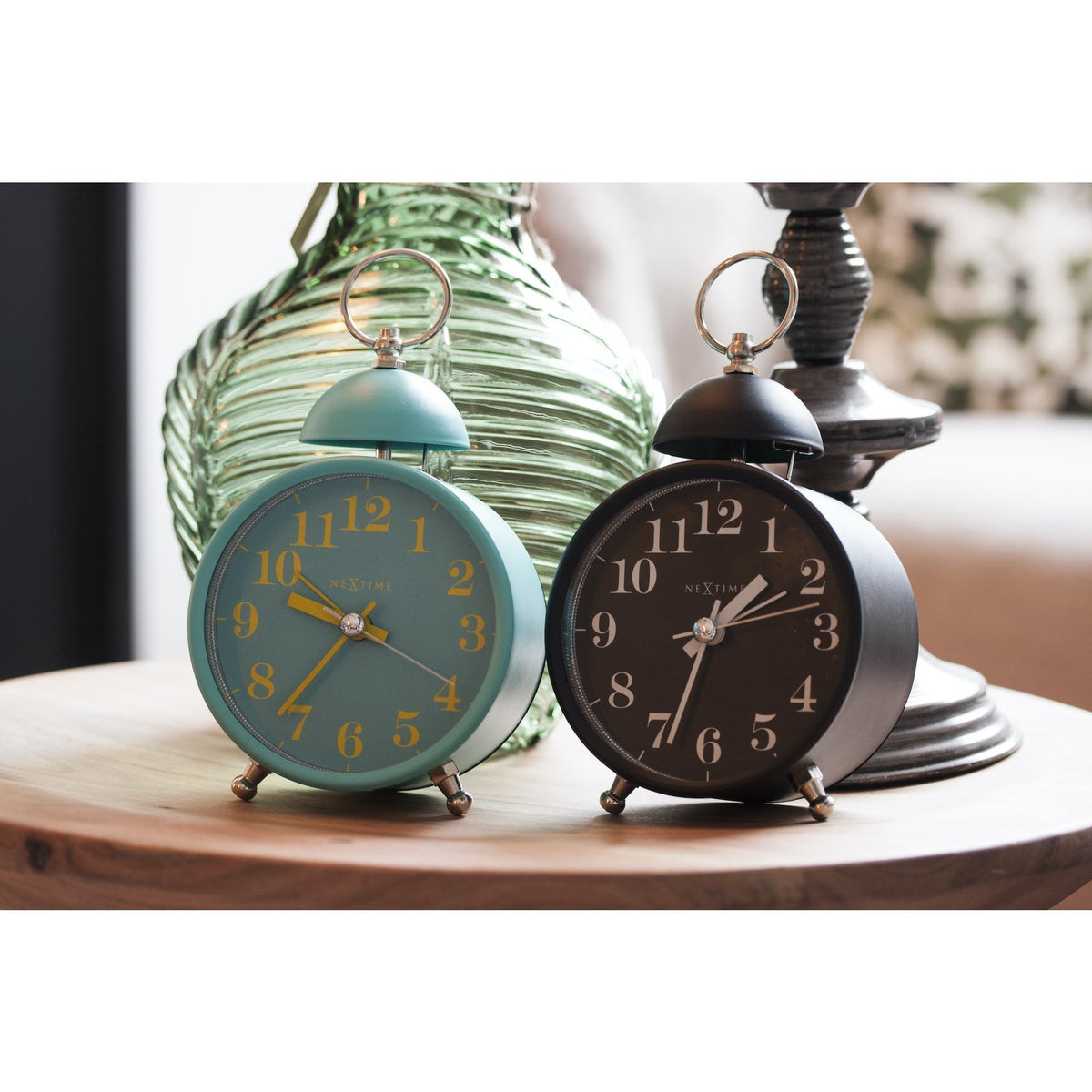 NeXtime - Alarm clock – Ø 16 cm - Metal – Black– Loud Alarm- 'Single Bell'