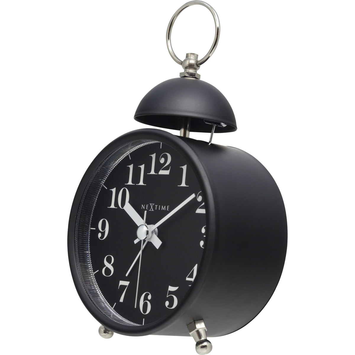 NeXtime - Alarm clock – Ø 16 cm - Metal – Black– Loud Alarm- 'Single Bell'