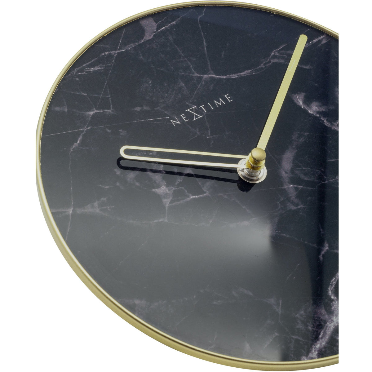 NeXtime- Table / Wall clock - Ø 20 cm - Glass / Metal - Black - 'Marble'
