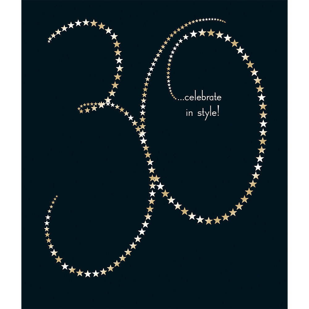 30 Gold Star Birthday Greetings Card