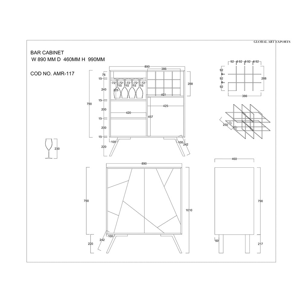 Amar Mango Wood Wine Cabinet