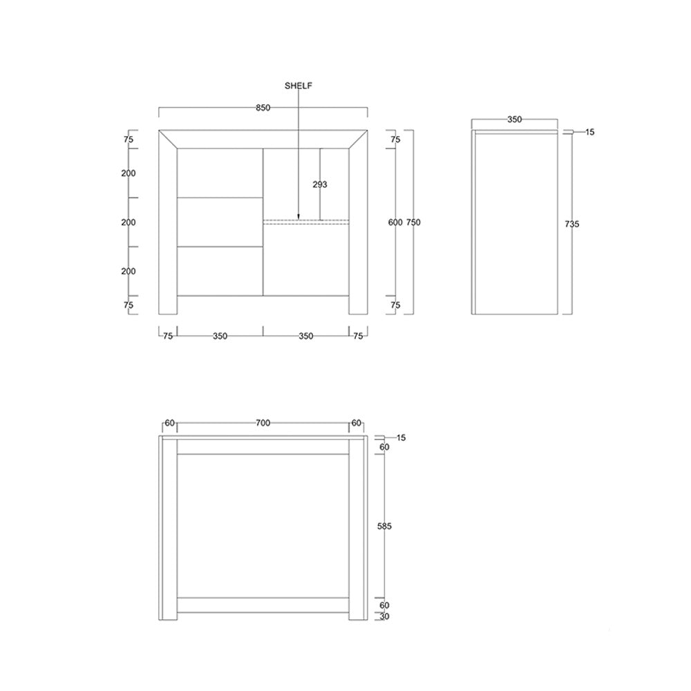 Dakota Mango Wood Three Drawer Sideboard
