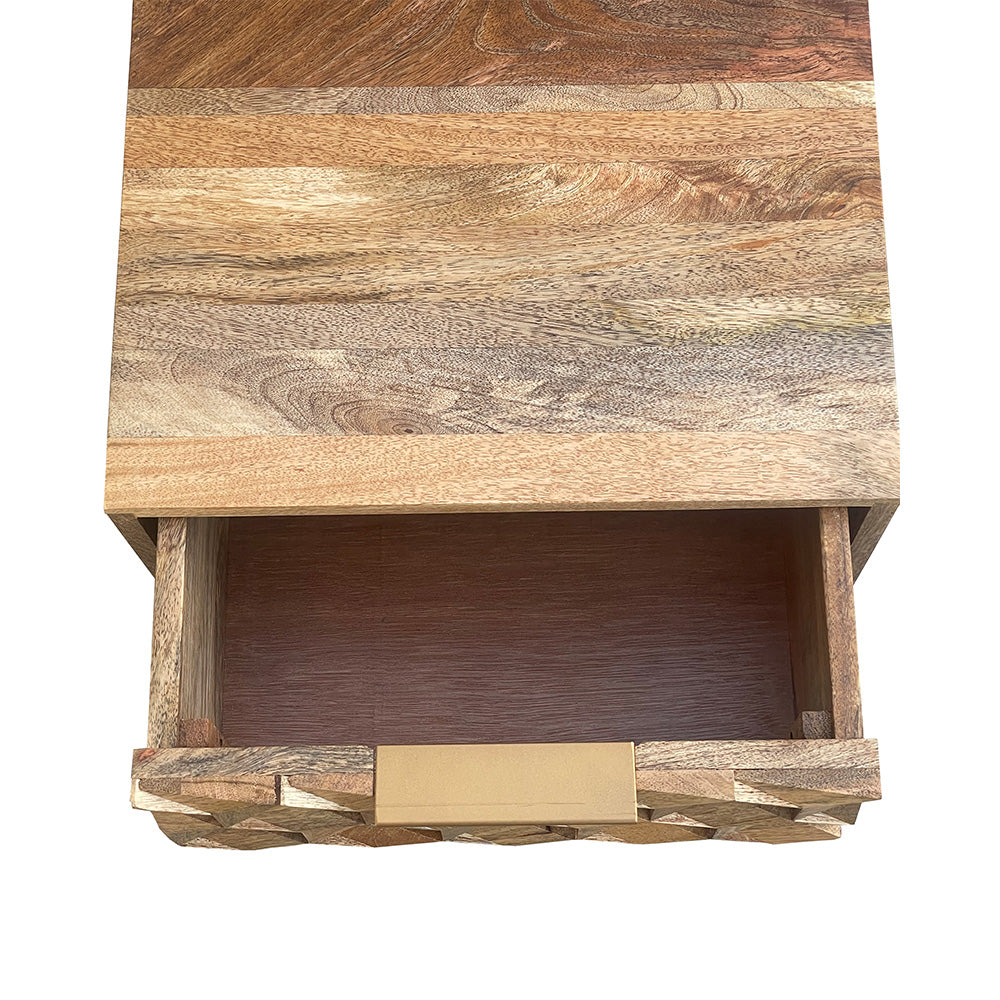 Geometric Mango Wood 2 Drawer Bedside Table