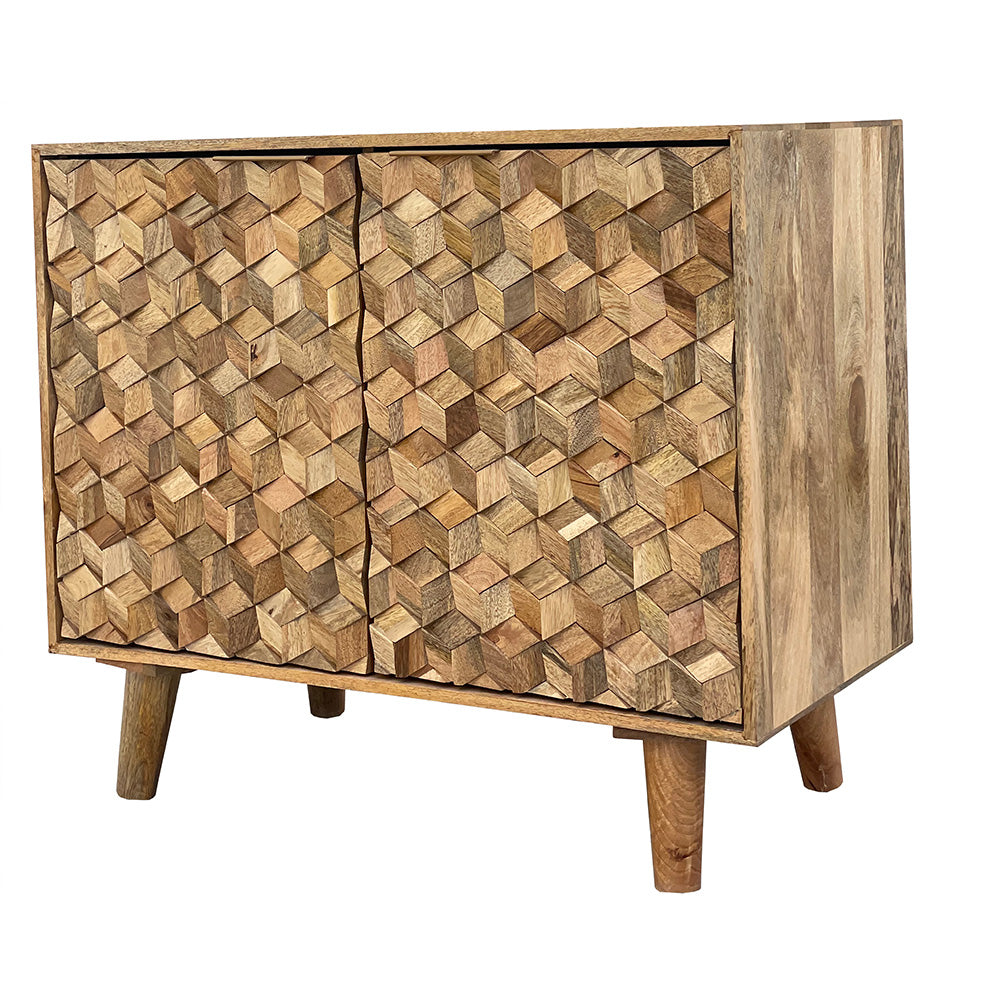 Geometric Mango Wood Small Sideboard