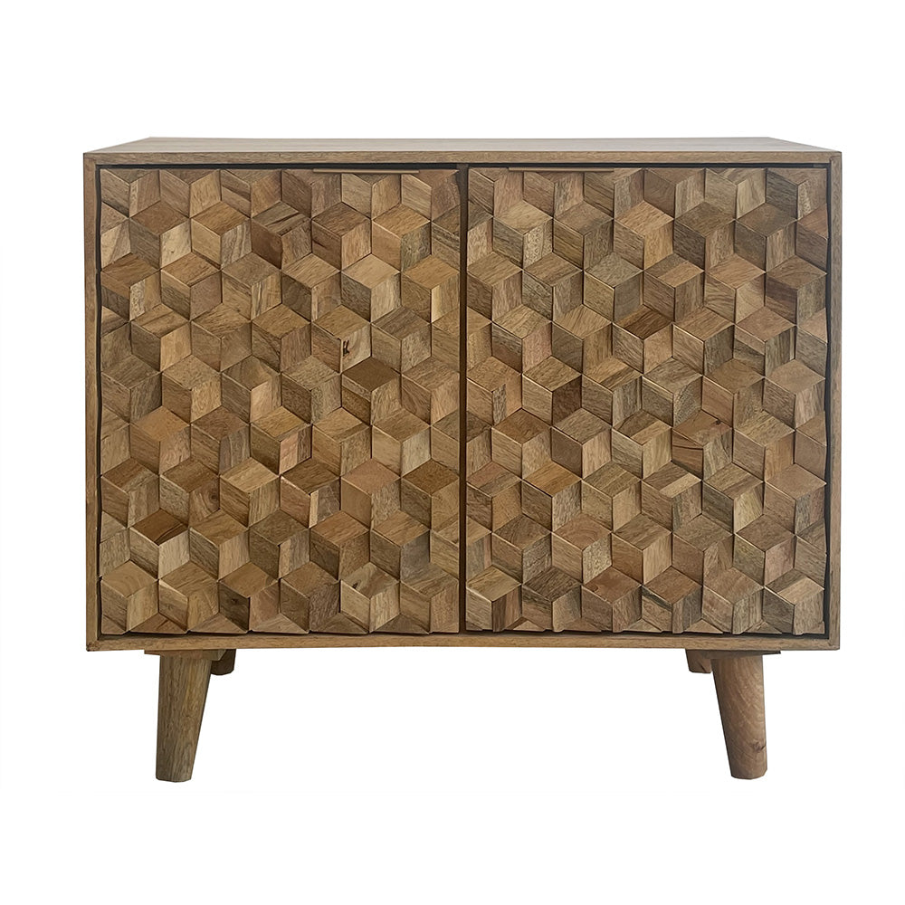 Geometric Mango Wood Small Sideboard