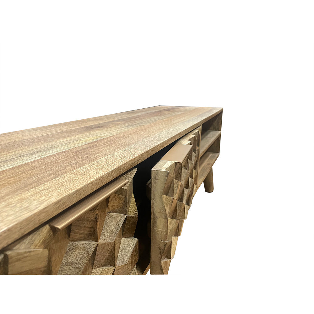 Geometric Mango Wood TV Unit