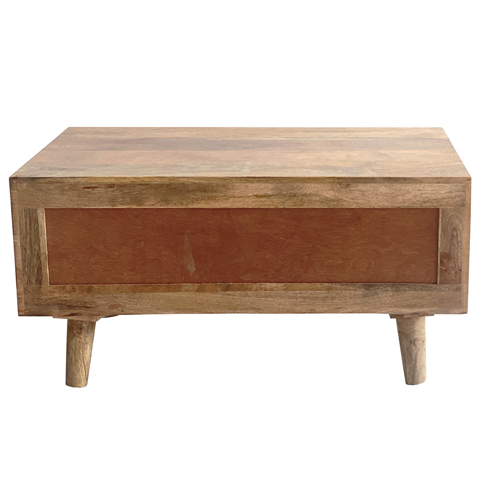 Geometric Mango Wood Coffee Table with Drawers