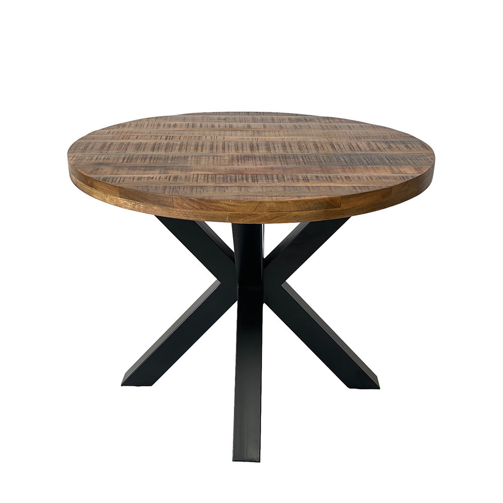 Industrial Mango Wood Round Dining Table 100cm