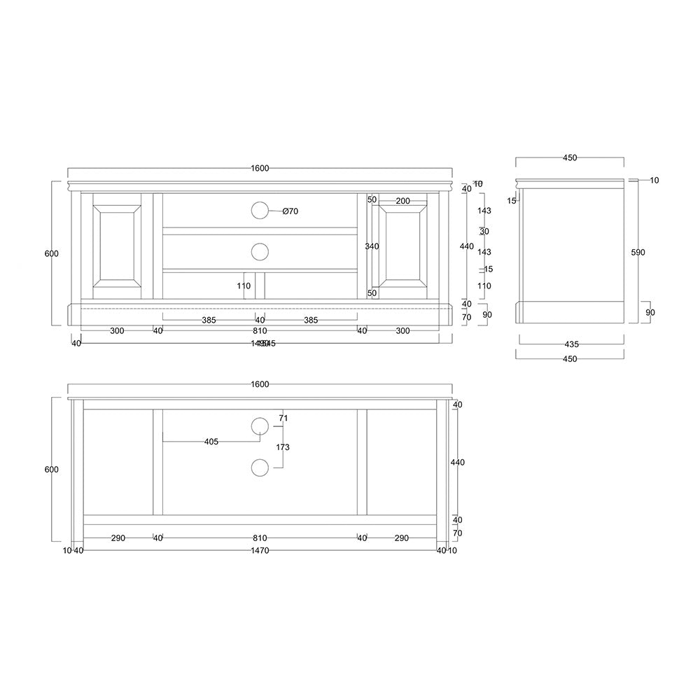 Klaasik Sheesham Wood TV Unit - Large