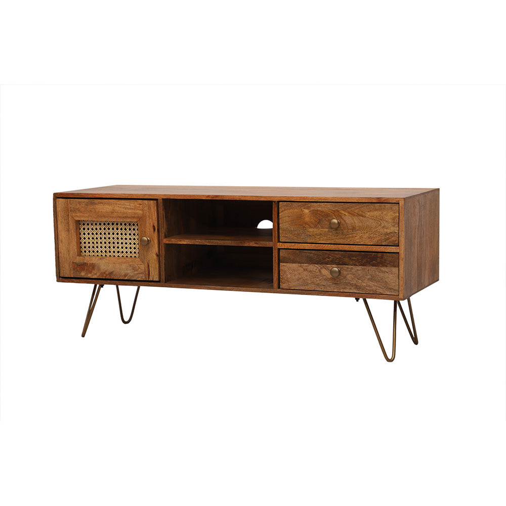 Rattan Brown Mango Wood TV Unit