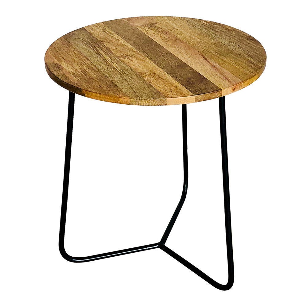 Ravi Light Mango Wood Round Side Table