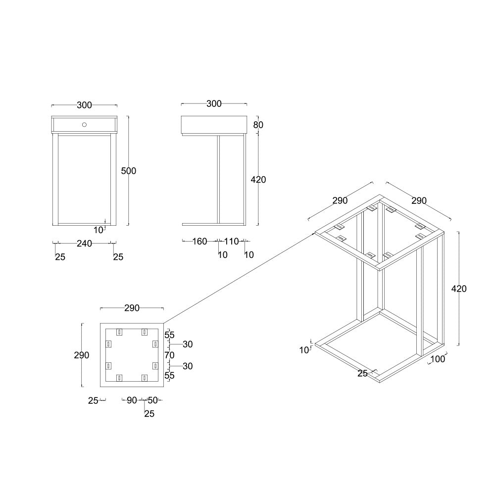 Ravi Light Mango Wood 1 Drawer Side Table - Small