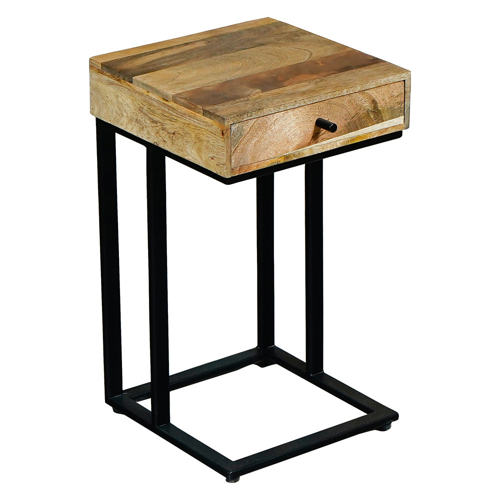 Ravi Light Mango Wood 1 Drawer Side Table - Small