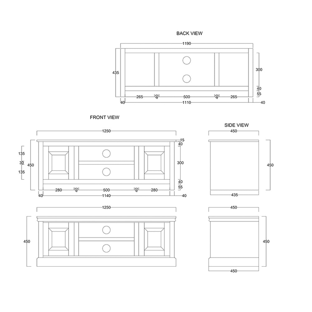 Klaasik Sheesham Wood Low TV Unit - Medium