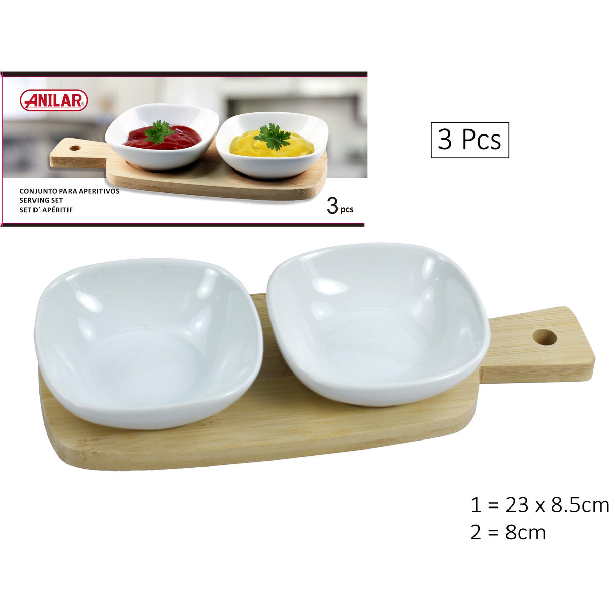 Set of 2 Appetisers Serving Dishes with Tray