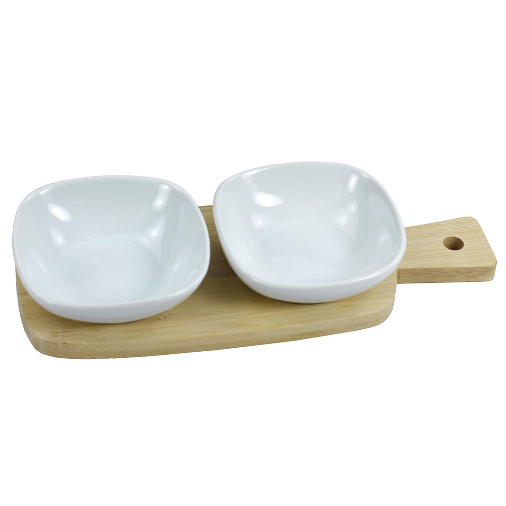 Set of 2 Appetisers Serving Dishes with Tray