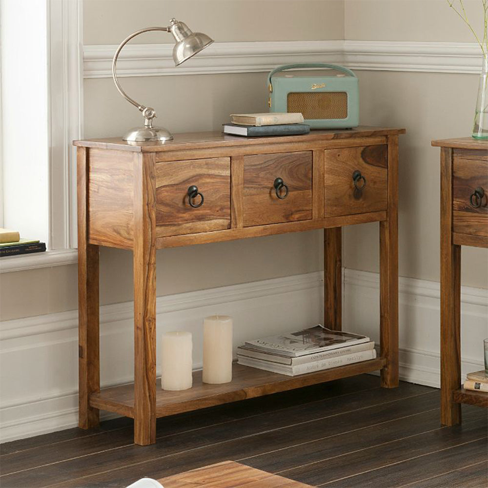Klaasik Sheesham Wood Three Drawer Console Table