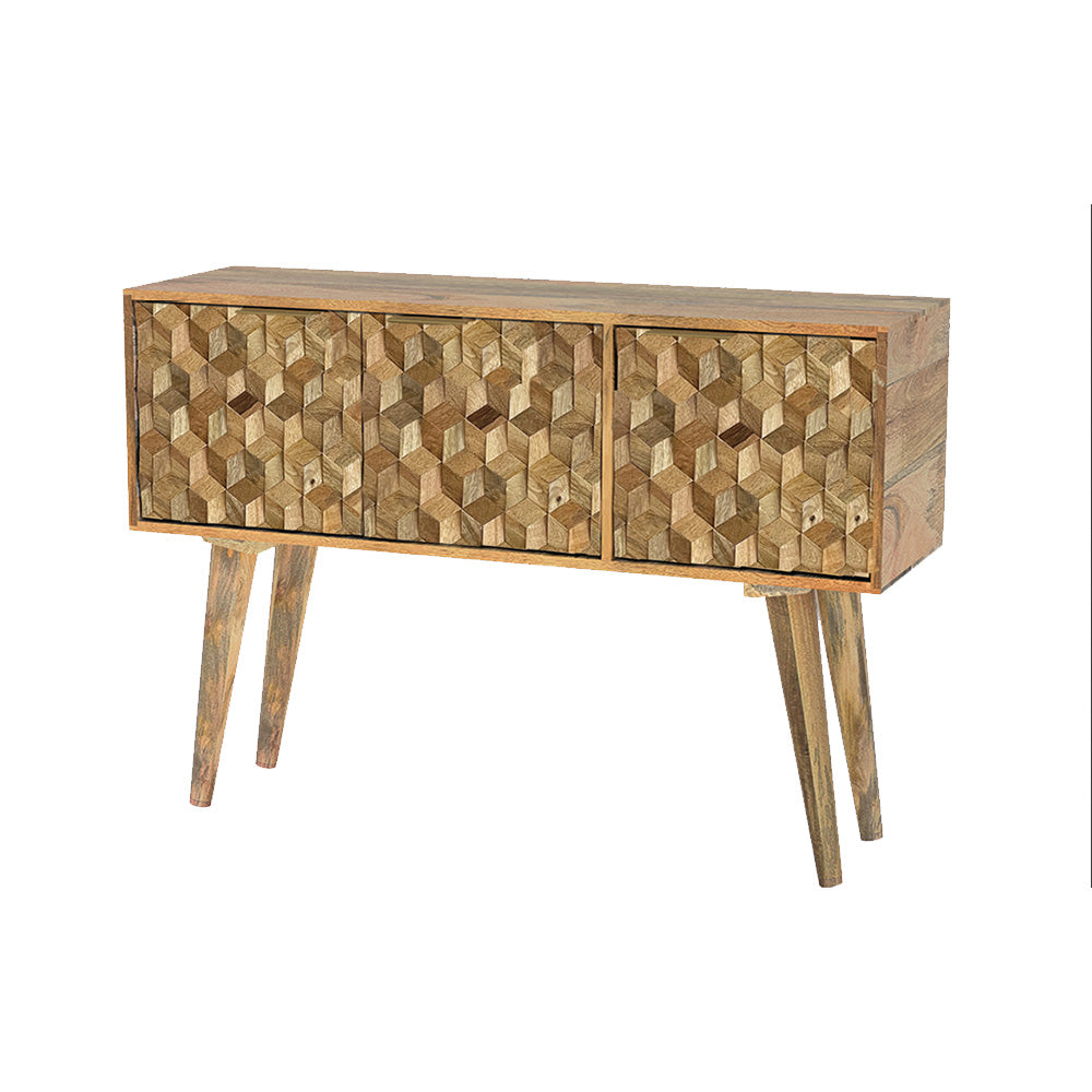 Geometric Mango Wood Tall Sideboard